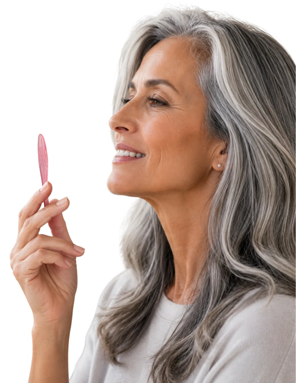 A woman looking at her DermaStrip