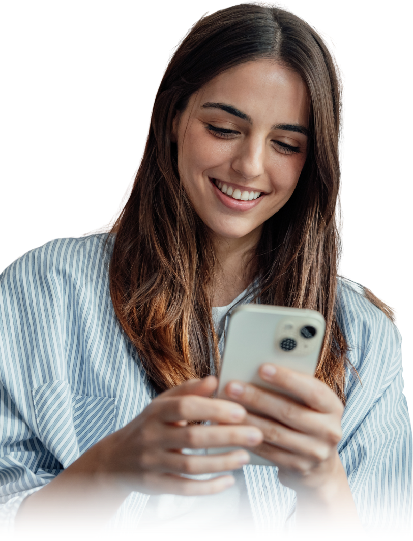 Woman answering the AngelLift quiz on her phone