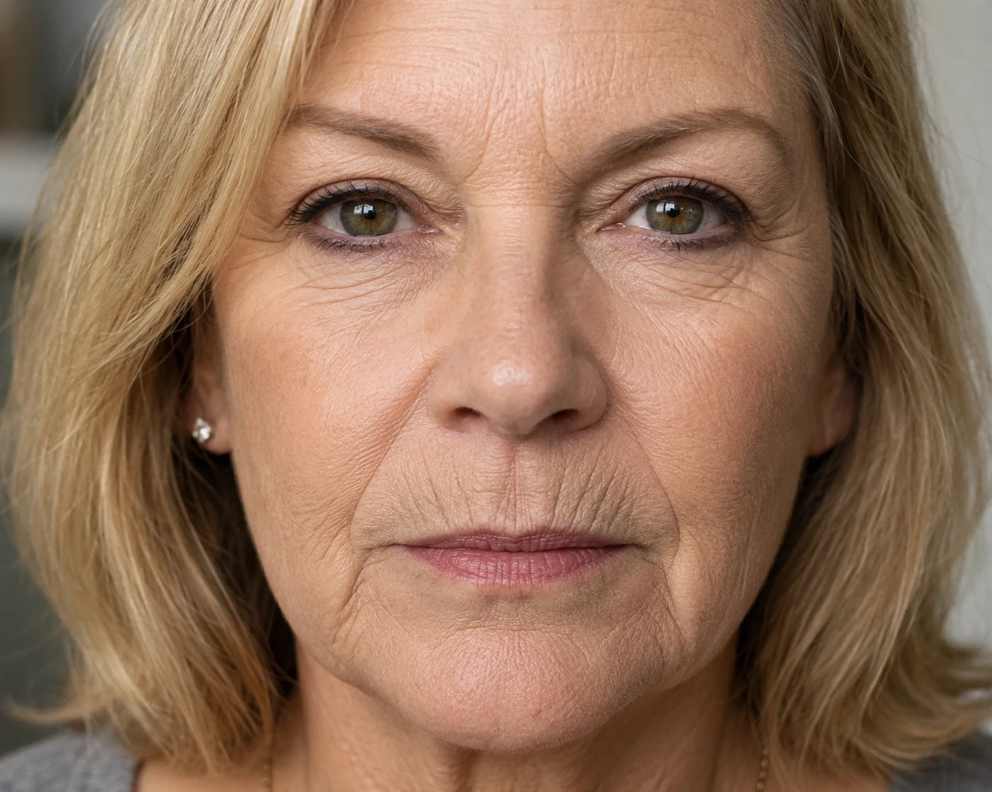 Woman facing the camera with vertical lip lines above her upper lip